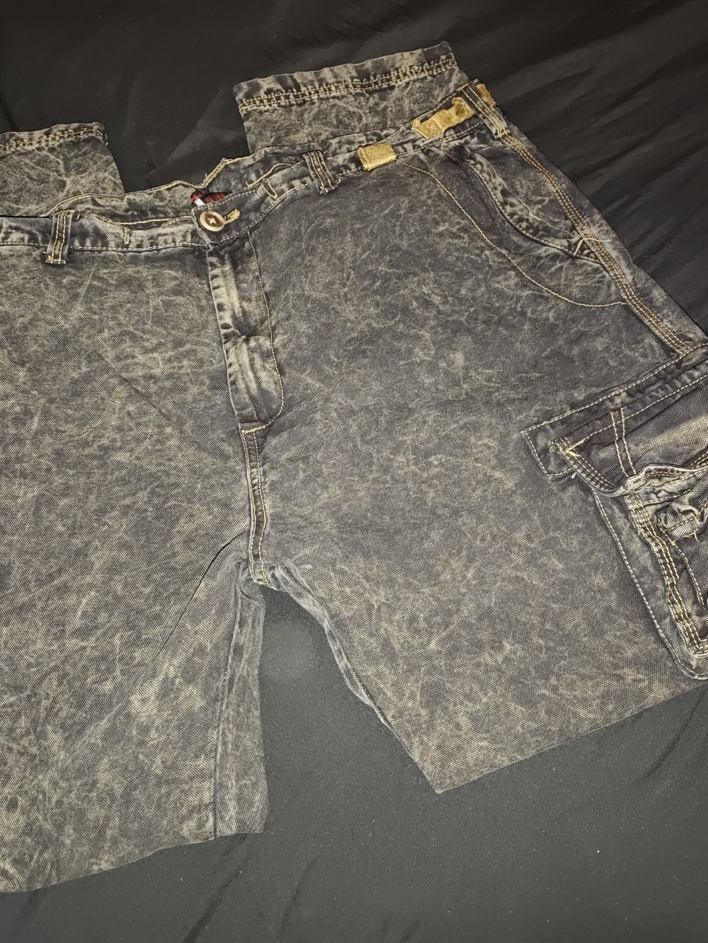 Jordan Men's Washed Charcoal Cargo Shorts with Contrast Stitching